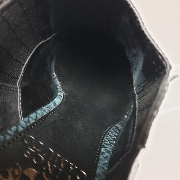 Vince Camuto Jetera Dark Teal Retro Python Block Heel Ankle Booties Size  7.5 - Picture 12 of 16